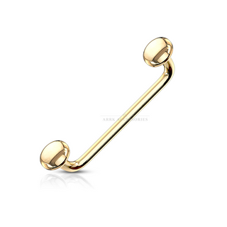 Flat Disc Ends 90 Degree Bent Staple Barbells Gold