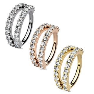 Gold Double Hoop 10mm Brass Ring Plated with Platinum in all three colours