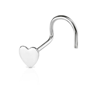 Flat Heart 3mm 925 Sterling Silver Hook Nose Stud