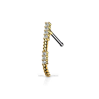 Crawler Half Curved Hoop 316L Surgical Steel Gold Nose Stud