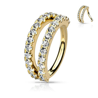 Double Hoop Gold 10mm Brass Ring Plated with Platinum