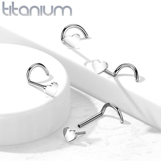 Implant Grade Titanium Threadless Push in Nose Screw Rings with Heart Top