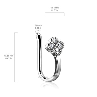 Paved Cubic Zircon Flower Non Piercing Nose / Ear Clips