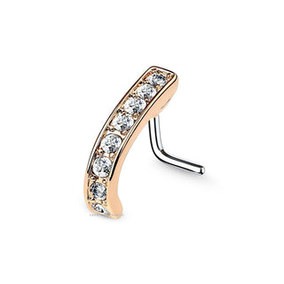 Rose Gold Channel Set Cubic Zircon 316L Surgical Steel L Bend Nose Crawlers Stud