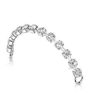 Body Jewellery & Piercing Brass Crystal Connector Chain - Silver