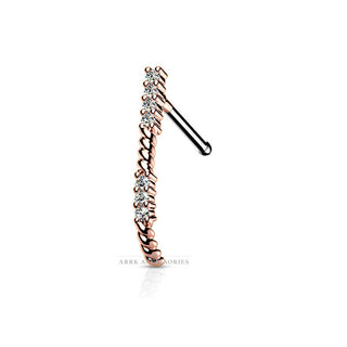 Crawler Half Curved Hoop 316L Surgical Steel Rose Gold Nose Stud