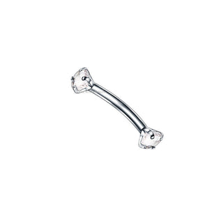 Silver Double Gem Titanium Curved Barbell
