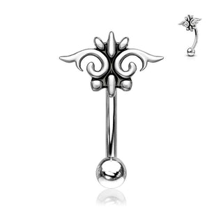 Eyebrow Curved Bananabell Barbell Abstract Face 316L Surgical Steel - 16G