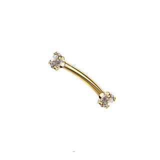 Gold Double Gem Titanium Curved Barbell