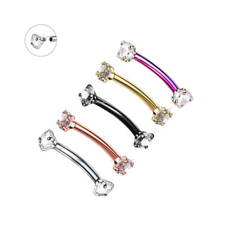 Double Gem Titanium Curved Barbell