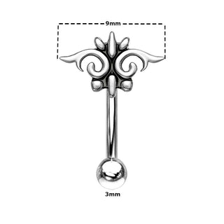 Eyebrow Curved Bananabell Barbell Abstract Face 316L Surgical Steel - 16G