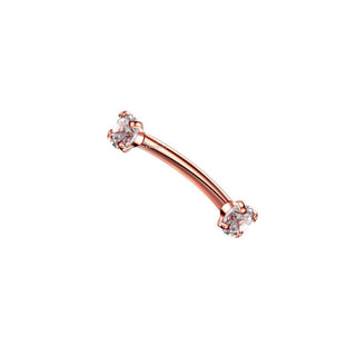 Rose Gold Double Gem Titanium Curved Barbell